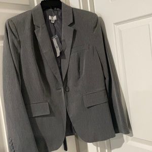Gray pinstripe lined blazer. New
